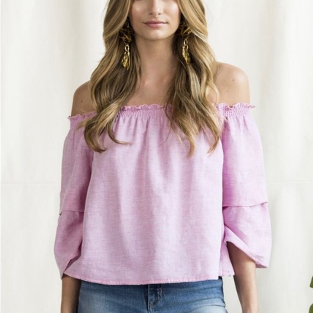 Ibiza off shoulder linen blouse - Picture 3 of 5